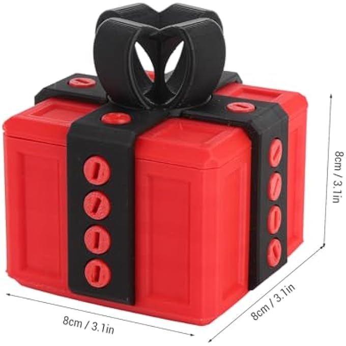 DISIDANTE PUZZLE BOX, 8 X 8 X 8 CM, 3.1 X 3.1 X 3.1 CM, 3D PRINTED IN 3D EYEBROWS CHRISTMAS SURPRISE FUNNY FOR ADULT (BLACK RED) - Image 2